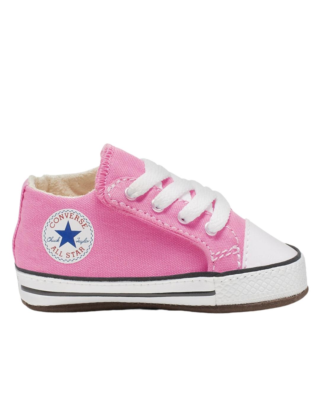 Zapatillas All star blanco cribster rosa de bebé.