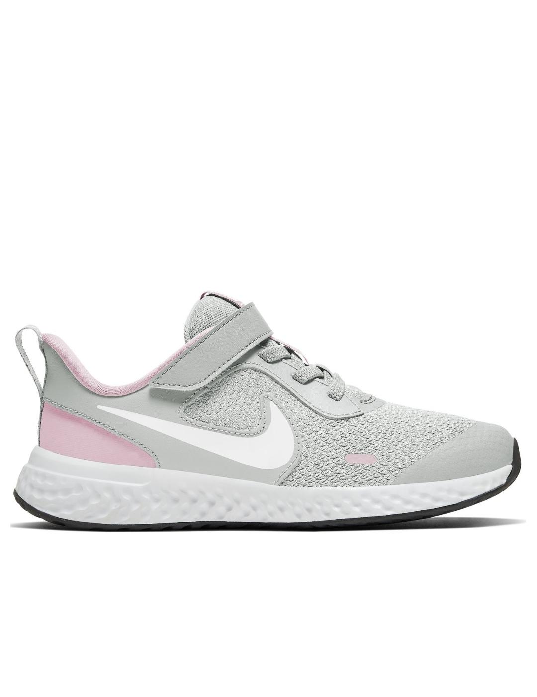 Objeción aborto conectar Zapatillas nike revolution 5 psv gris rosa de niña.