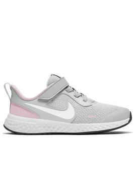 Zapatillas nike revolution 5 psv gris rosa de niña.