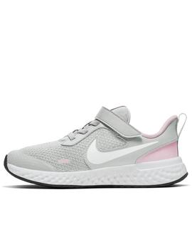 Zapatillas nike revolution 5 psv gris rosa de niña.