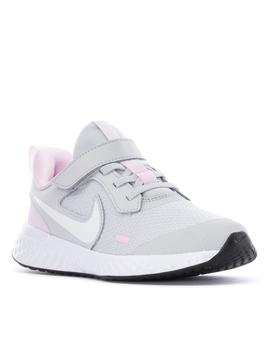 Zapatillas nike revolution 5 psv gris rosa de niña.