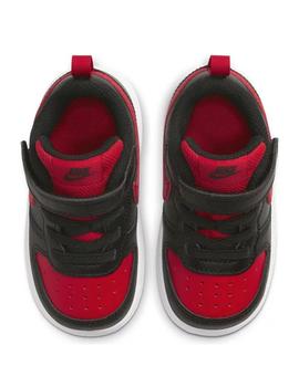 Zapatillas nike court borough  negro rojo de niño.