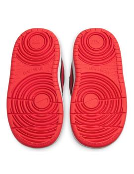 Zapatillas nike court borough  negro rojo de niño.