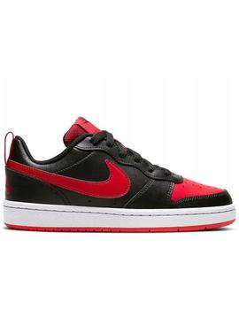 Zapatillas nike court borough negro rojo de niño.