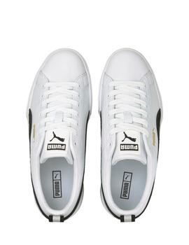 Zapatillas puma mayze leather blanco negro de mujer.