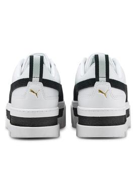 Zapatillas puma mayze leather blanco negro de mujer.