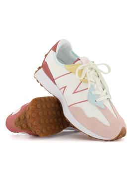 Zapatillas new balance 327 blanco rosa de niña.