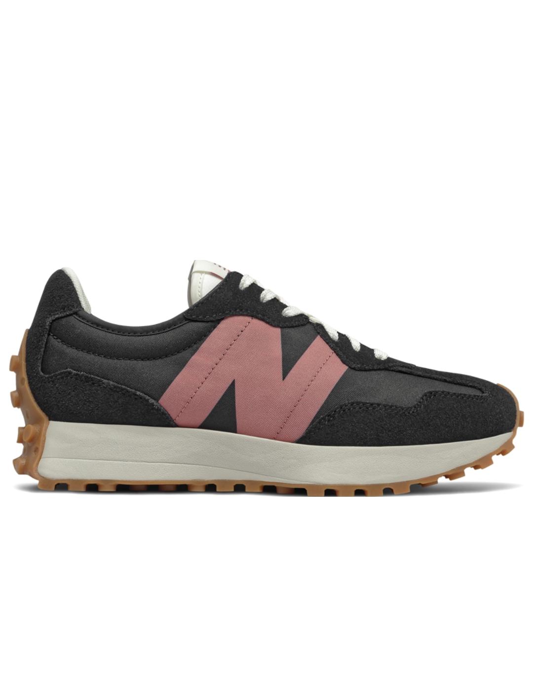 Zapatillas new balance 327 negro rosa de mujer.