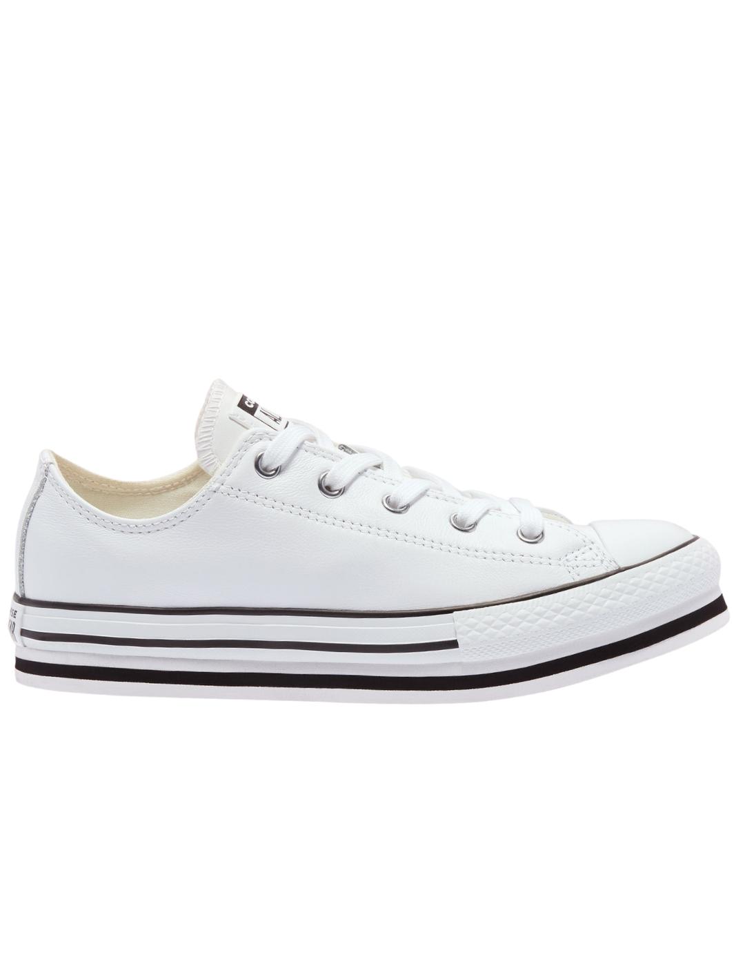 Zapatillas converse chuck taylor piel plataf. blanco de niña