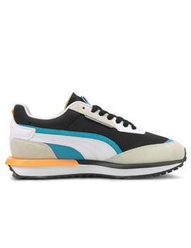 Zapatillas puma city rider negro gris junior.