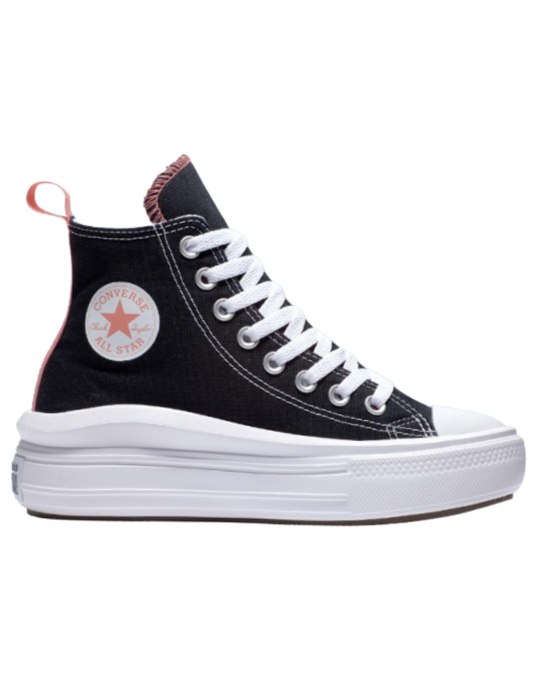 Zapatillas converse all star move hi negro rosa junior.