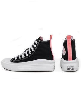 Zapatillas converse all star move hi negro rosa junior.