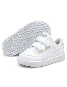 Zapatillas puma shuffle v blanco de bebé.