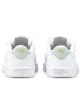 Zapatillas puma shuffle v blanco de bebé.