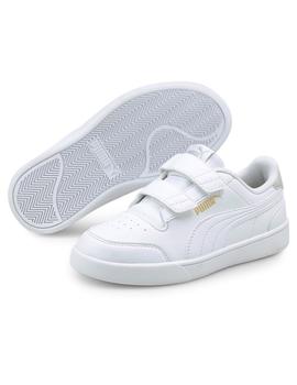 Zapatillas puma shuffle v blanco de niño.