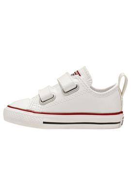 Zapatillas converse chuck taylor piel velcro ox blanco bebé.