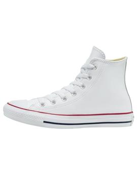 Zapatillas converse all star hi blanco piel de mujer.