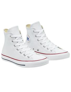 Zapatillas converse all star hi blanco piel de mujer.