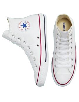 Zapatillas converse all star hi blanco piel de mujer.