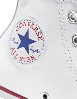 Zapatillas converse all star hi blanco piel de mujer.