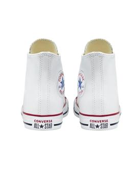 Zapatillas converse all star hi blanco piel de mujer.