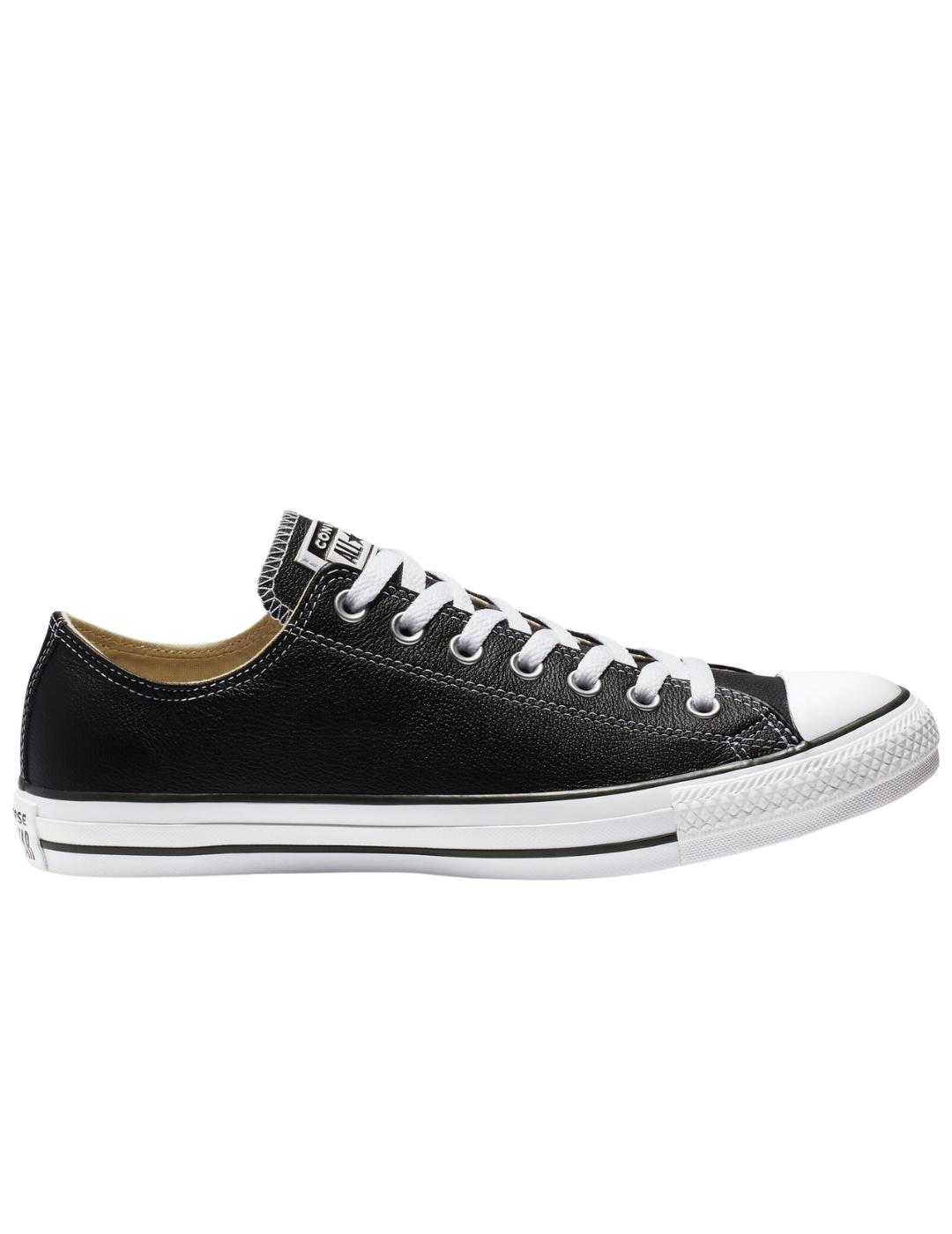 Zapatillas converse all star bajo negro piel de mujer