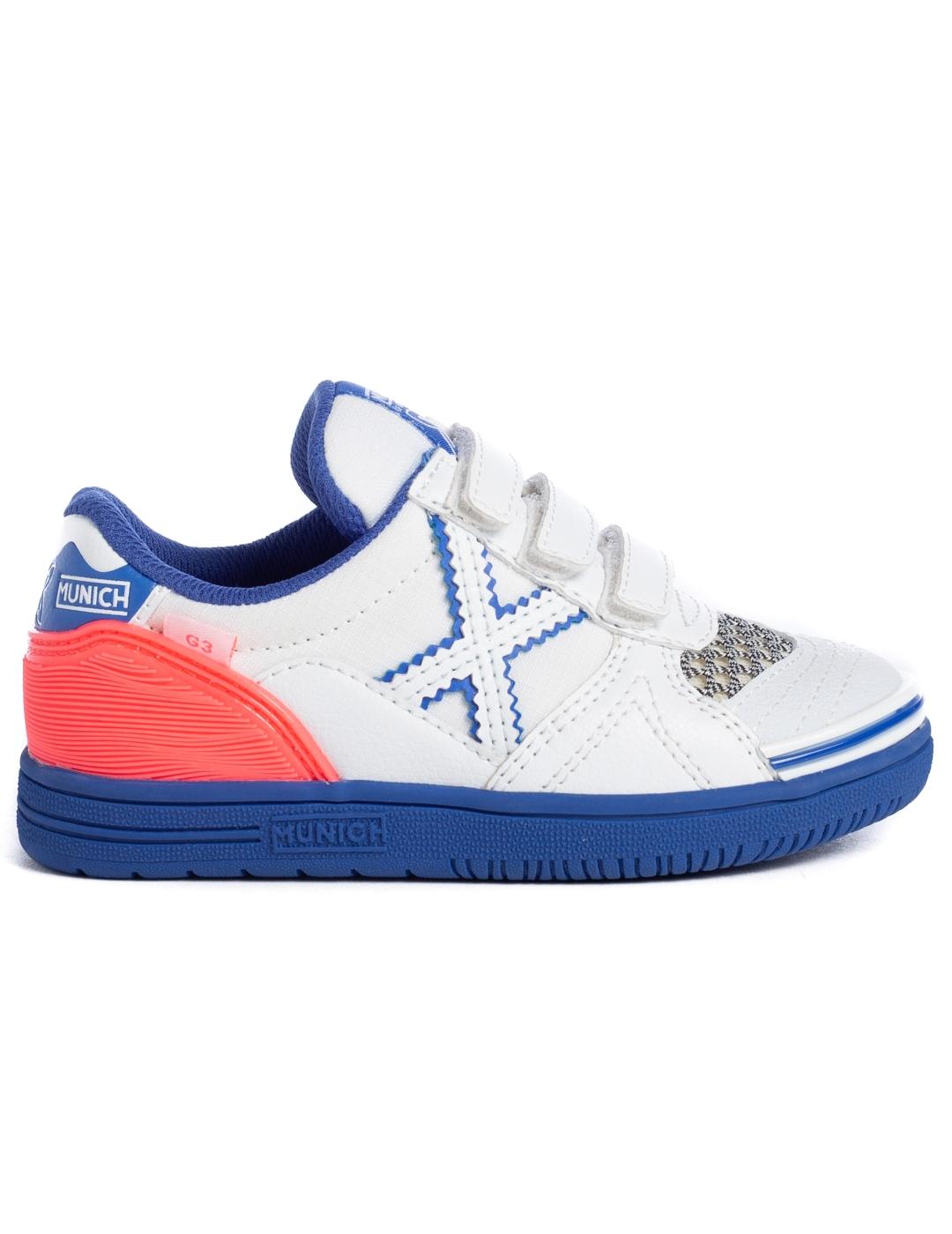 Zapatillas g3 kid indoor vco blanco azul de niño.