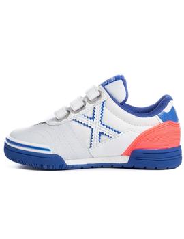 Zapatillas munich g3 kid indoor vco blanco azul de niño.