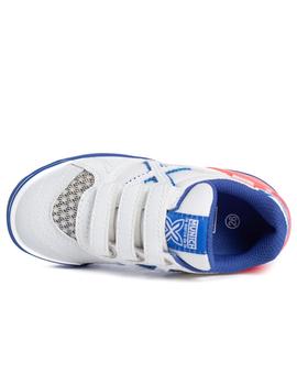 Zapatillas munich g3 kid indoor vco blanco azul de niño.