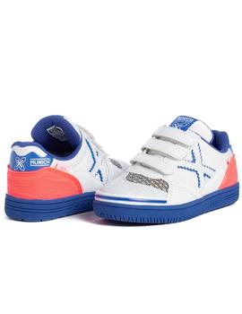 Zapatillas munich g3 kid indoor vco blanco azul de niño.