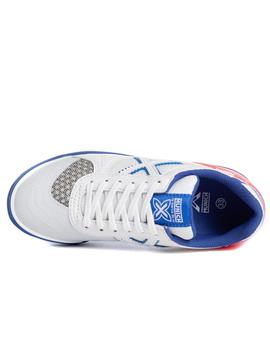 Zapatillas munich g3 kid indoor blanco azul de niño.