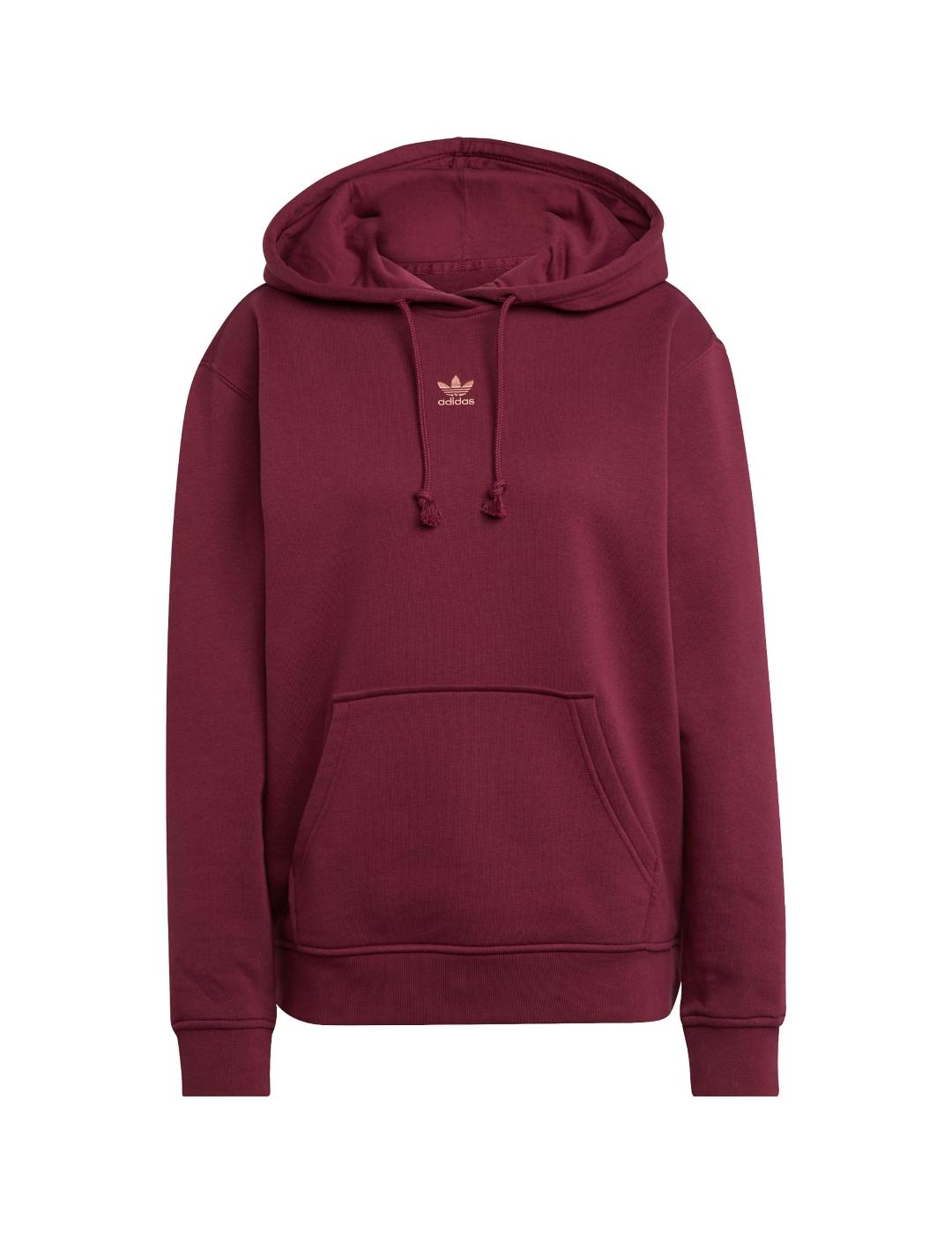 sudadera adidas essentials capucha granate de mujer.