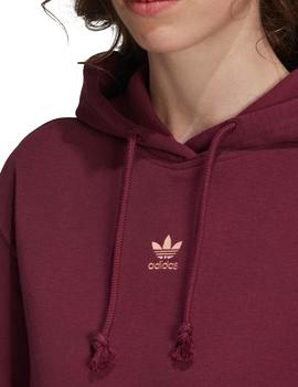 sudadera adidas essentials capucha granate de mujer.