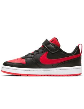 Zapatillas nike court borough low 2 psv negro rojo de niño.