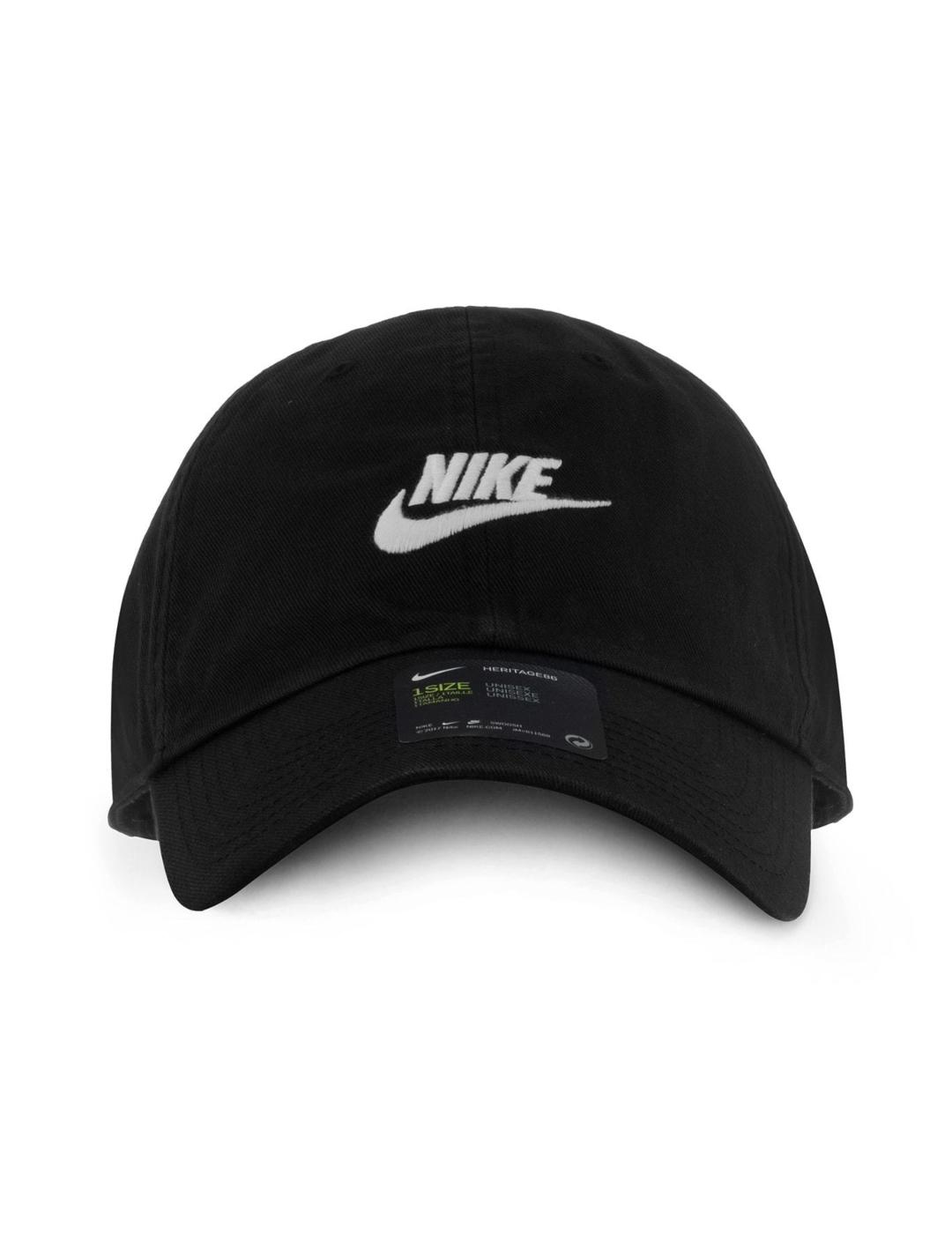 Desnatar atleta Línea del sitio gorra nike heritage86 sportwear negro unisex.