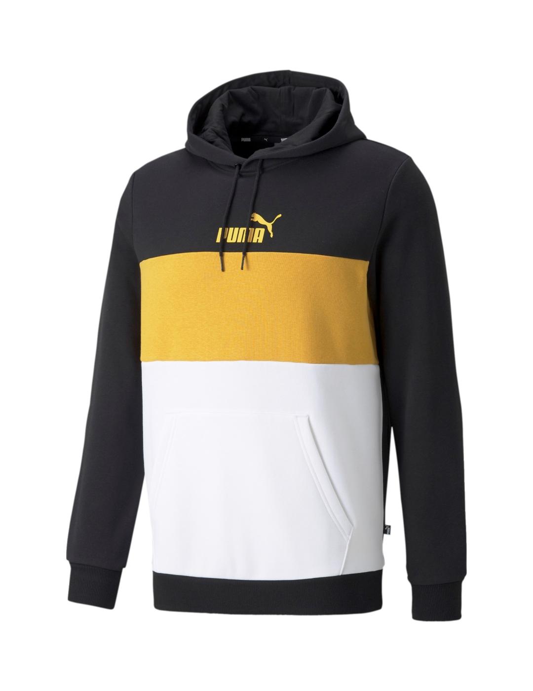 sudadera puma essential negro amarillo blanco de hombre.