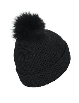 gorro adidas pompón fur pom beani negro de mujer.