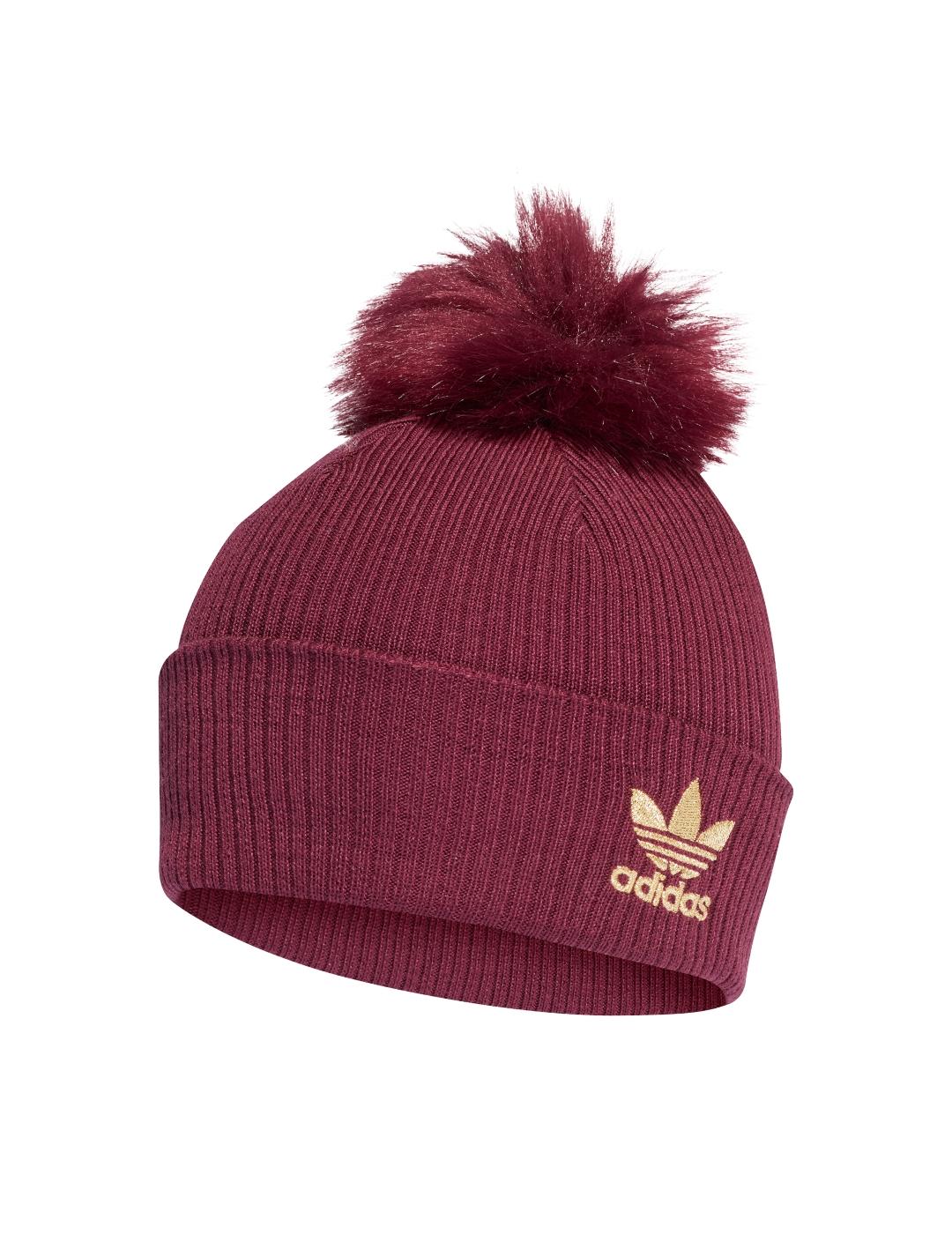 adidas pompón fur pom beani granate de mujer.