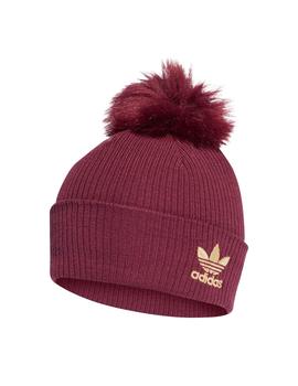 gorro adidas pompón fur pom beani granate de mujer.