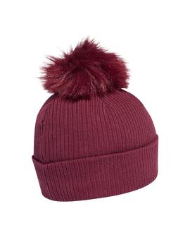 gorro adidas pompón fur pom beani granate de mujer.