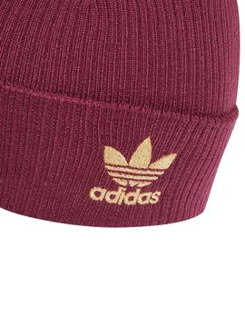 gorro adidas pompón fur pom beani granate de mujer.