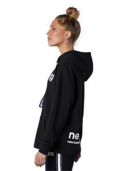 sudadera con capucha New Balance essentials negro de mujer.