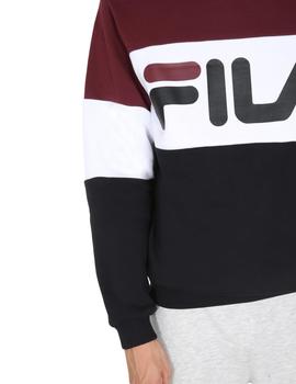 sudadera fila blocked crew tinto negro de hombre.