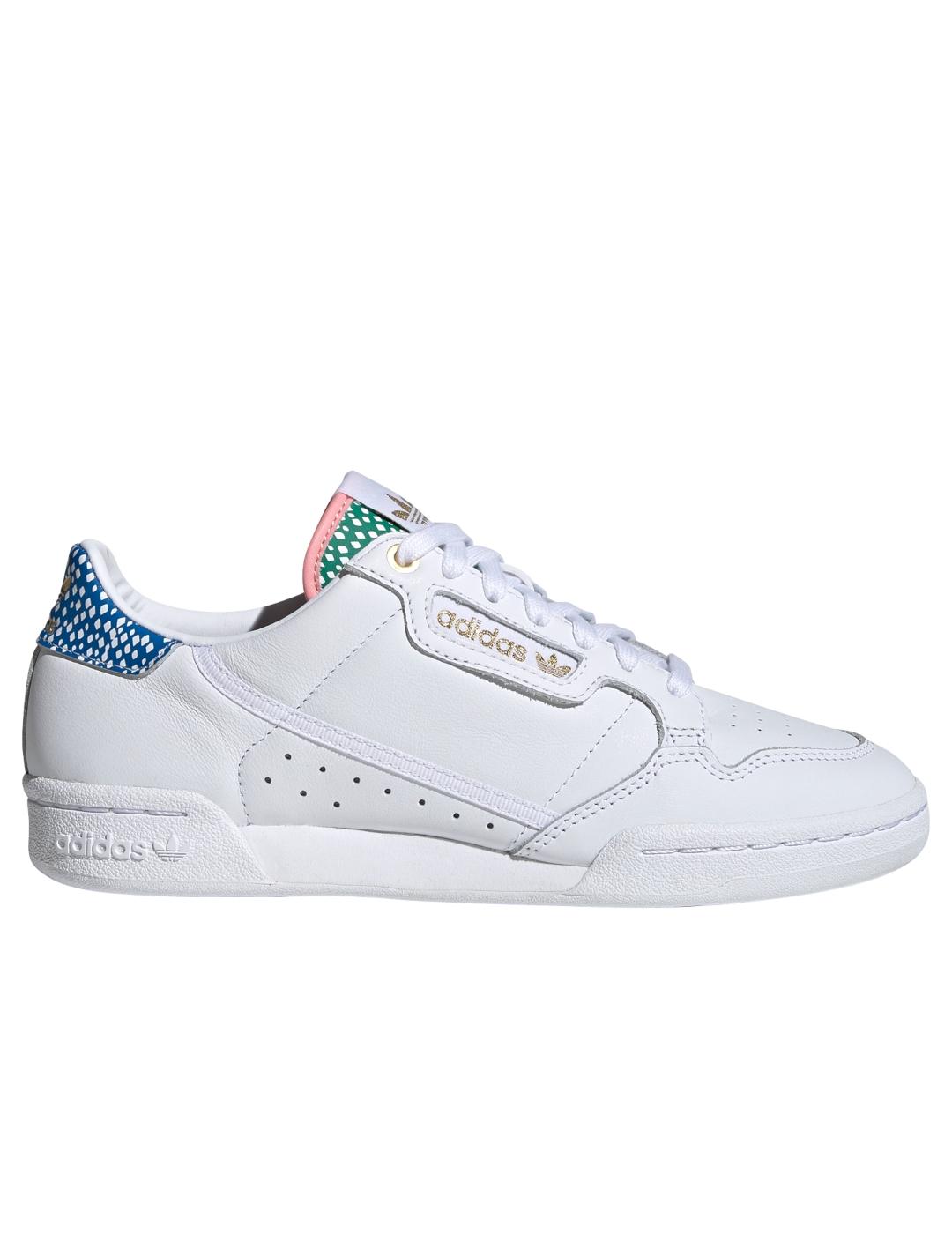 Zapatilla adidas continental 80 w blanco azul verde de mujer