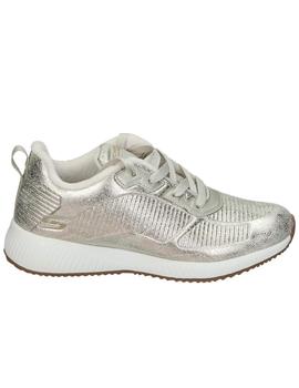 Zapatillas skechers bobs squad plata de mujer.