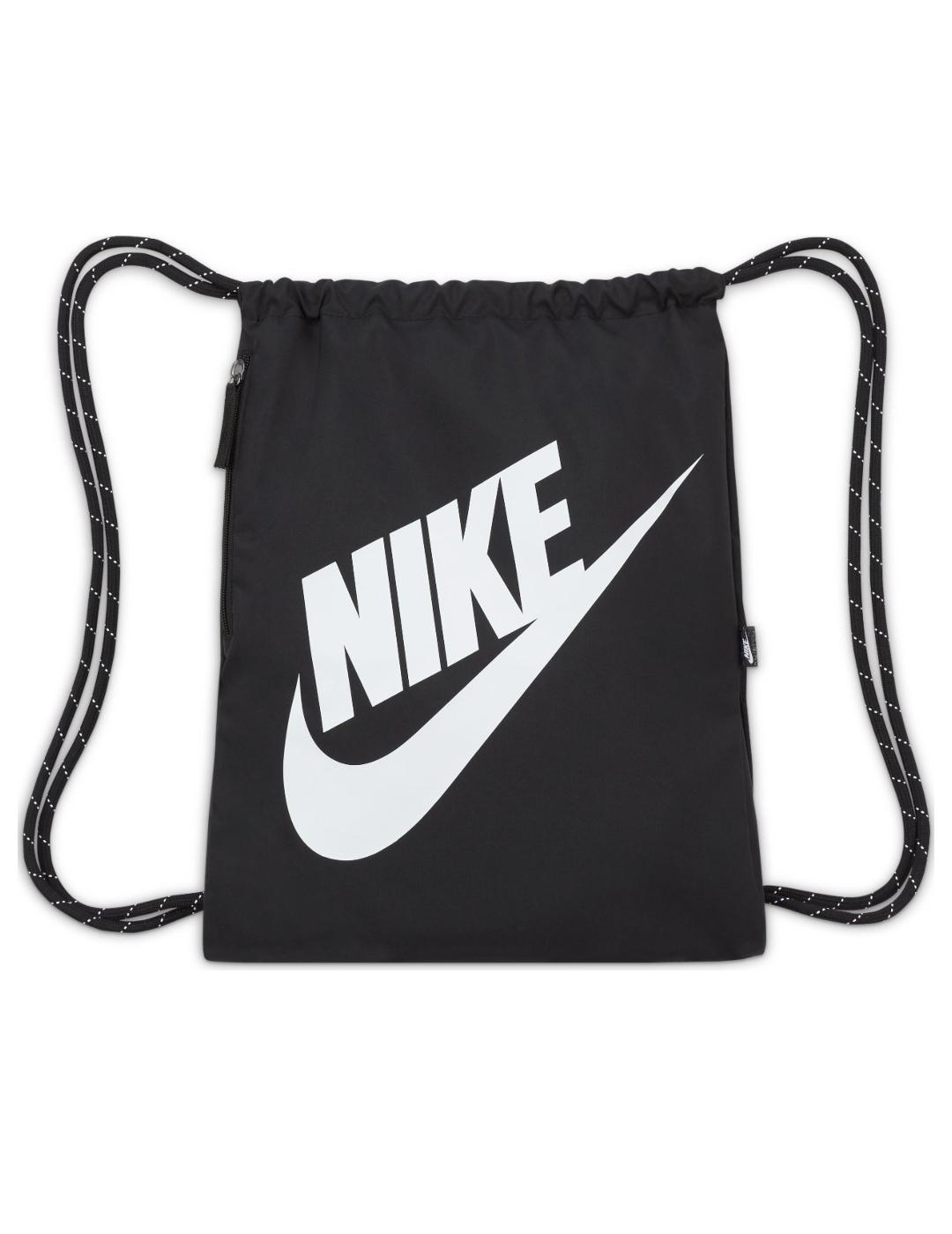 gymsack nike heritage drawstring negro blanco.