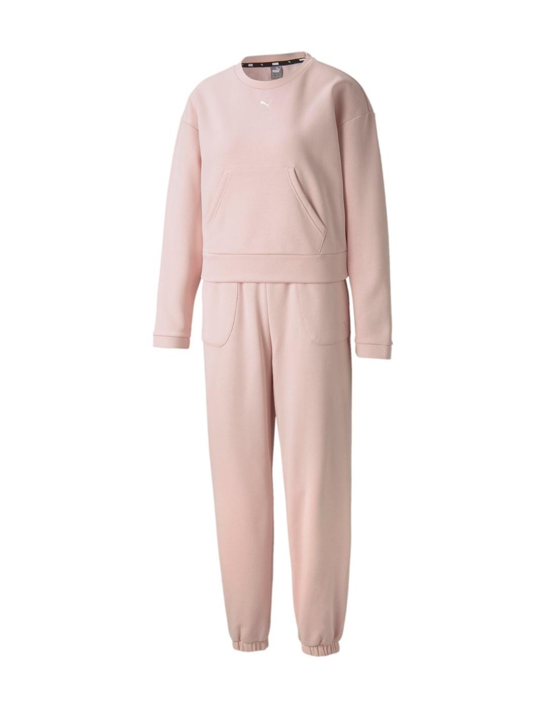chándal puma loungewear suit lotus rosa de mujer.