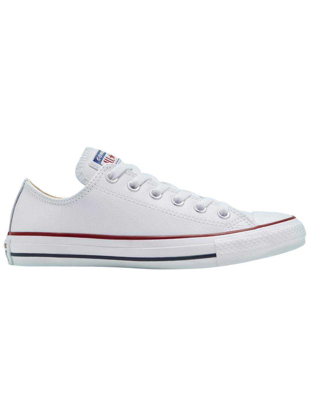 Zapatillas converse all star piel blanco de mujer.