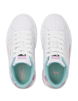 Zapatillas puma cali star fly-mingos ps blanco rosa de niña.