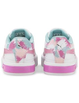 Zapatillas puma cali star fly-mingos ps blanco rosa de niña.